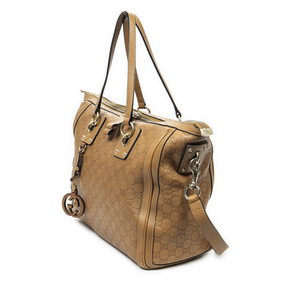 Gucci Tan Embossed Leather Shoulder Bag - Picture 2 of 10